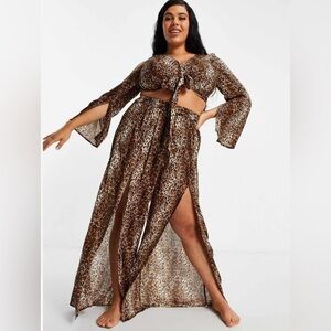 ASOS Animal Print Brown Black Swim Coverup